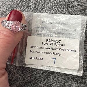 Rose Quartz Cubic Zirconia Ring